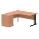 Rayleigh Ergonomic Corner Desk With 600mm Deep Pedestal - Cantilever Frame